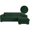 LOUNGITUDE Canapé d'angle FUJI XL convertible avec coffre en tissu bouclette - Angle droit - Vert