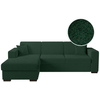 LOUNGITUDE Canapé d'angle FUJI XL convertible avec coffre en tissu bouclette - Angle gauche - Vert