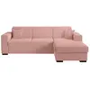 LOUNGITUDE Canapé d'angle FUJI XL convertible avec coffre en tissu bouclette - Angle droit - Rose