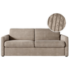 LOUNGITUDE Canapé convertible express AGATHE 160x190cm en velours côtelé - Matelas épaisseur 13cm - Taupe