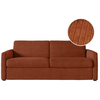 LOUNGITUDE Canapé convertible express AGATHE 160x190cm en velours côtelé - Matelas épaisseur 13cm - Terracotta