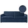 LOUNGITUDE Canapé convertible express AGATHE 160x190cm en velours côtelé - Matelas épaisseur 13cm - Bleu foncé