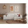 LOUNGITUDE CLARISSE - Canapé d'angle convertible réversible avec coffre en tissu bouclette - Blanc