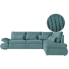 LOUNGITUDE Canapé d'angle réversible SEBASTIAN convertible avec coffre en velours côtelé - Bleu clair