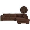 LOUNGITUDE Canapé d'angle BELAMI 4 places XXL en velours côtelé - Angle droit - Marron