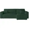 LOUNGITUDE CLARISSE - Canapé d'angle convertible réversible avec coffre en tissu bouclette - Vert