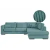 LOUNGITUDE Canapé d'angle BELAMI 4 places XXL en velours côtelé - Angle droit - Bleu clair