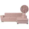 Canapé d'angle droit 4 places PAOLA convertible avec coffre en velours côtelé - Rose - L252 x P188 x H76cm - LOUNGITUDE