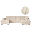 LOUNGITUDE Canapé panoramique PAOLA convertible avec 2 coffres en velours côtelé - Beige