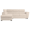 LOUNGITUDE Canapé d'angle PAOLA convertible avec coffre en velours côtelé - Angle gauche - Beige