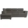 LOUNGITUDE Canapé d'angle PAOLA convertible avec coffre en velours côtelé - Angle gauche - Gris
