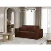 LOUNGITUDE Canapé droit fixe 2 places BELAMI en velours côtelé - Marron