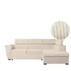 LOUNGITUDE Canapé d'angle PAOLA convertible avec coffre en velours côtelé - Angle droit - Beige