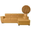 LOUNGITUDE Canapé d'angle PAOLA convertible avec coffre en velours côtelé - Angle droit - Jaune