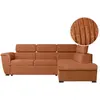 LOUNGITUDE Canapé d'angle PAOLA convertible avec coffre en velours côtelé - Angle droit - Terracotta