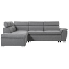 LOUNGITUDE Canapé d'angle convertible PAOLA 4 places avec coffre en tissu - Gris clair - Angle Gauche