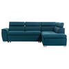 LOUNGITUDE Canapé d'angle convertible PAOLA 4 places avec coffre en tissu - Bleu - Angle Droit