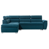 LOUNGITUDE Canapé d'angle convertible PAOLA 4 places avec coffre en tissu - Bleu - Angle Gauche