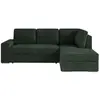 LOUNGITUDE Aden - Canapé D'angle Convertible Avec Coffre En Velours Côtelé - Angle Droit - Vert Foncé