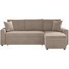 Canapé d'angle 3 places MARIA réversible, convertible avec coffre en velours côtelé - Taupe - L227 x P146 x H81cm - LOUNGITUDE
