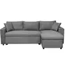 LOUNGITUDE Canapé d'angle 4 places Convertible et Réversible MARIA avec Coffre en microfibre - Gris