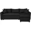 LOUNGITUDE Canapé d'angle 4 places Convertible et Réversible MARIA avec Coffre en simili et microfibre - Noir