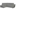 LOUNGITUDE Canapé d'angle gauche convertible 4 places PAOLA avec coffre en tissu - Gris clair