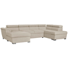 LOUNGITUDE Canapé panoramique convertible avec 2 coffres PAOLA en tissu - Beige