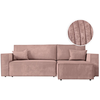 LOUNGITUDE CLARISSE - Canapé d'angle convertible réversible avec coffre en velours côtelé - Vieux rose