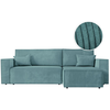 LOUNGITUDE CLARISSE - Canapé d'angle convertible réversible avec coffre en velours côtelé - Bleu clair