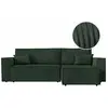 LOUNGITUDE CLARISSE - Canapé d'angle convertible réversible avec coffre en velours côtelé - Vert foncé