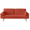 LOUNGITUDE Canapé droit scandinave ELGA convertible 3 places en tissu - Rouille