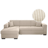 LOUNGITUDE Canapé d'angle FUJI XL convertible avec coffre en velours côtelé - Angle gauche - Beige