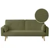 LOUNGITUDE Canapé droit scandinave ELGA convertible 3 places en velours côtelé - Vert foncé