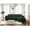 LOUNGITUDE Canapé d'angle FUJI XL convertible avec coffre en velours côtelé - Angle droit - Vert foncé