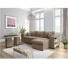 LOUNGITUDE Canapé d'angle MADY convertible avec coffre, rangement poufs à gauche en velours côtelé taupe