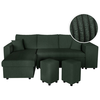 LOUNGITUDE Canapé d'angle réversible convertible OSLO avec coffre, 2 poufs à droite en velours côtelé vert