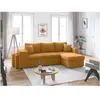 LOUNGITUDE Canapé d'angle réversible convertible OSLO avec coffre, 2 poufs à gauche en velours côtelé jaune