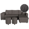 LOUNGITUDE Canapé d'angle réversible convertible OSLO avec coffre 2 poufs à gauche en velours côtelé gris foncé
