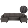 LOUNGITUDE Canapé d'angle panoramique MARIA convertible avec 2 coffres en velours côtelé - Gris foncé