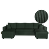 LOUNGITUDE Canapé d'angle panoramique MARIA convertible avec 2 coffres en velours côtelé - Vert foncé