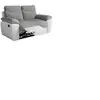 LOUNGITUDE Canapé de relaxation manuel ROSS 2 places en tissu et simili - Blanc/Gris