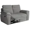 LOUNGITUDE Canapé de relaxation manuel ROSS 2 places en tissu - Gris