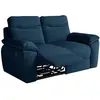 LOUNGITUDE Canapé de relaxation manuel ROSS 2 places en tissu texturé 3D - Bleu foncé