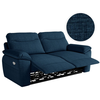 LOUNGITUDE Canapé de relaxation électrique ROSS 3 places en tissu texturé 3D - Bleu foncé