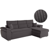 LOUNGITUDE Canapé KOMECO d'angle reversible convertible avec coffre et têtières en velours côtelé - Gris
