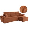 LOUNGITUDE Canapé KOMECO d'angle reversible convertible avec coffre et têtières en velours côtelé - Terracotta
