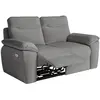 LOUNGITUDE Canapé de relaxation électrique ROSS 2 places en tissu - Gris