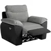LOUNGITUDE Fauteuil de relaxation électrique ROSS en tissu et simili - Noir/Gris