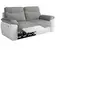 LOUNGITUDE Canapé de relaxation électrique ROSS 3 places en tissu et simili - Blanc/Gris